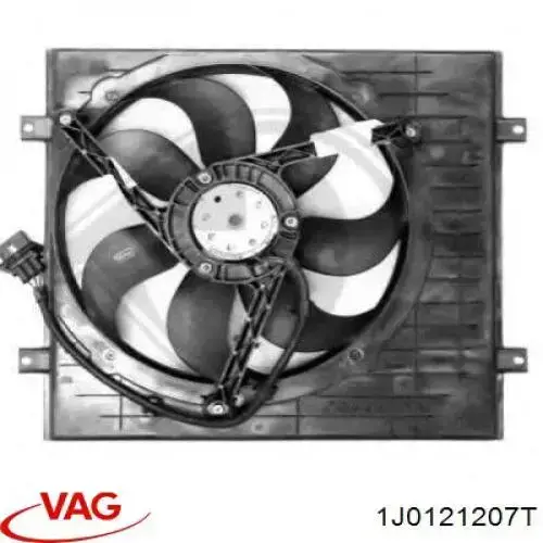 Difusor de radiador, ventilador de refrigeración, condensador del aire acondicionado, completo con motor y rodete VAG 1J0121207T