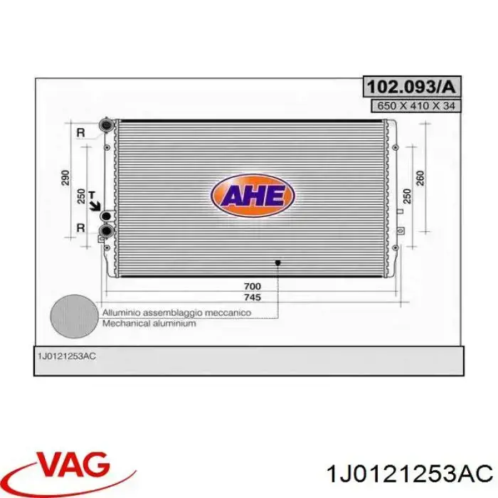 Comprar 1J0121253AC VAG Radiador de auto