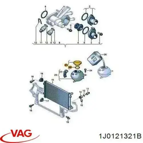 Tapón depósito de refrigerante 1J0121321B VAG