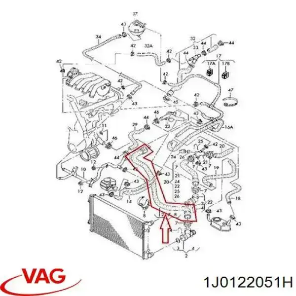 Manguera inferior del radiador 1J0122051H VAG