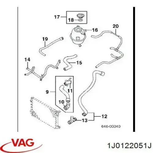 Comprar 1J0122051J VAG Manguera de agua refrigerante