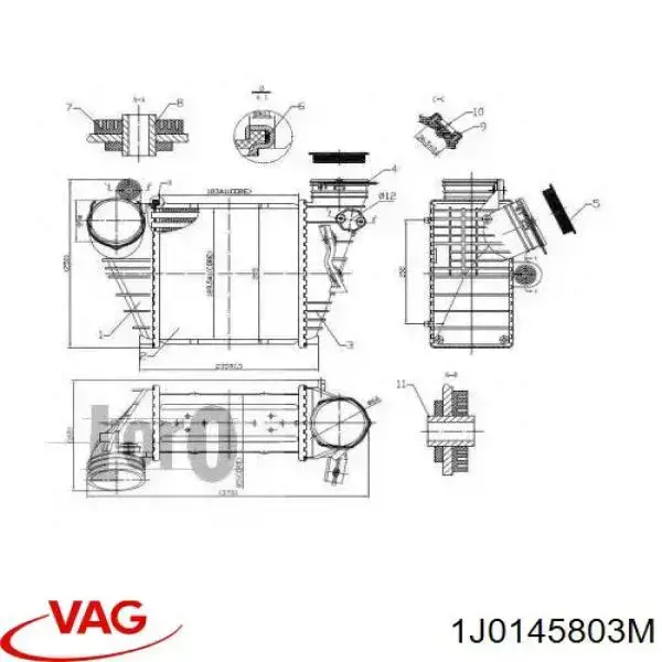 1J0145803M VAG intercooler