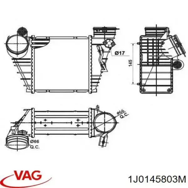 Radiador de aire de admisión VAG 1J0145803M precio, desde 94,51 EUR