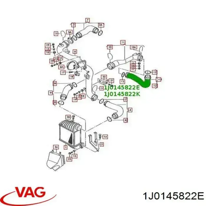 Comprar 1J0145822E VAG Tubo intercooler