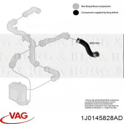 1J0145828AD VAG tubo flexible de aire de sobrealimentación inferior