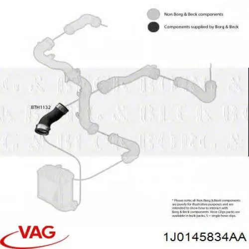 Tubo flexible de aire de sobrealimentación VAG 1J0145834AA