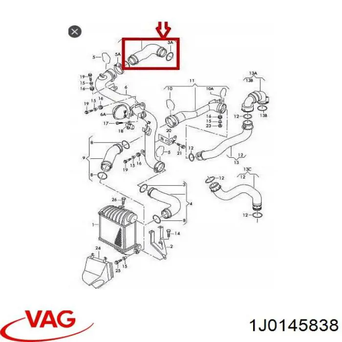 Comprar 1J0145838 VAG Tubo de salida de aire del turbocompresor