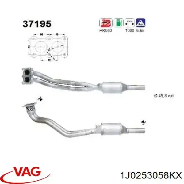 Tubo de escape delantero VAG 1J0253058KX precio, desde 193,12 EUR