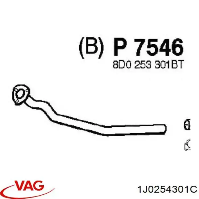 1J0254301C VAG Silenciador de escape delantero 