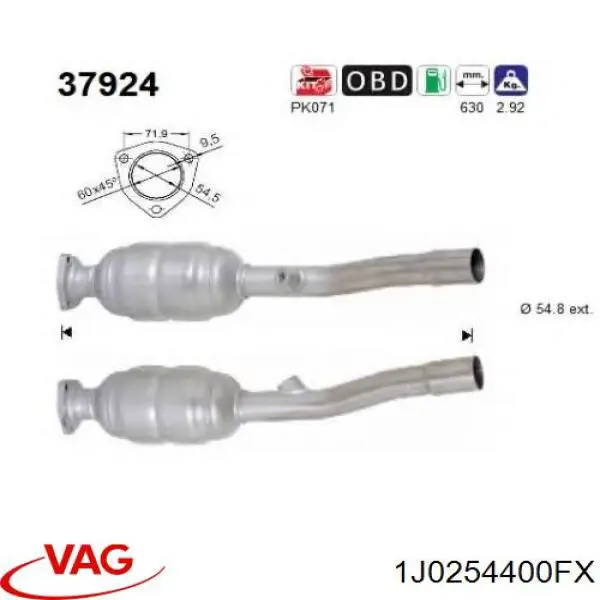 Comprar 1J0254400FX VAG Catalizador