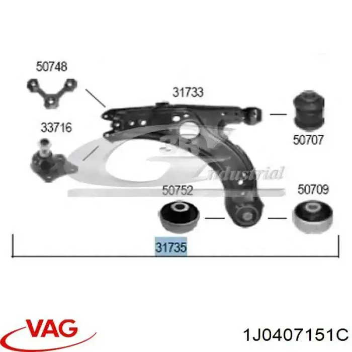 Brazo inferior izquierdo/derecho de suspensión delantera VAG 1J0407151C precio, desde 36,33 EUR