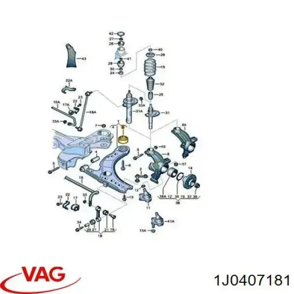 Silentblock del brazo de suspensión 1J0407181 VAG