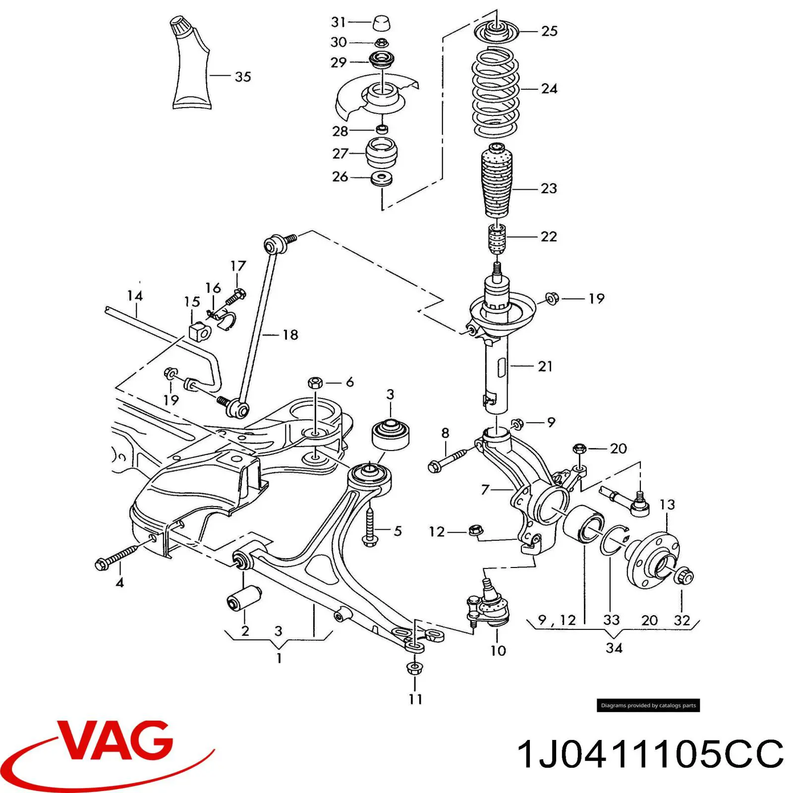 Muelle delantero VAG 1J0411105CC precio, desde 79,86 EUR