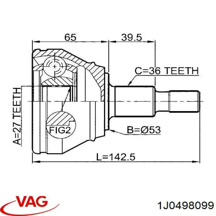 Junta homocinética exterior delantera VAG 1J0498099