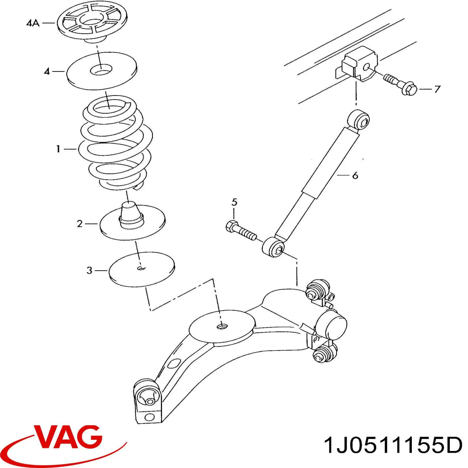 Comprar 1J0511155B VAG Aislador de resorte trasero inferior de goma