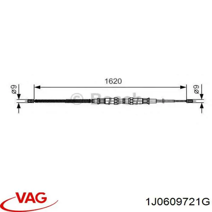 1J0609721G VAG cable de freno de mano trasero derecho/izquierdo