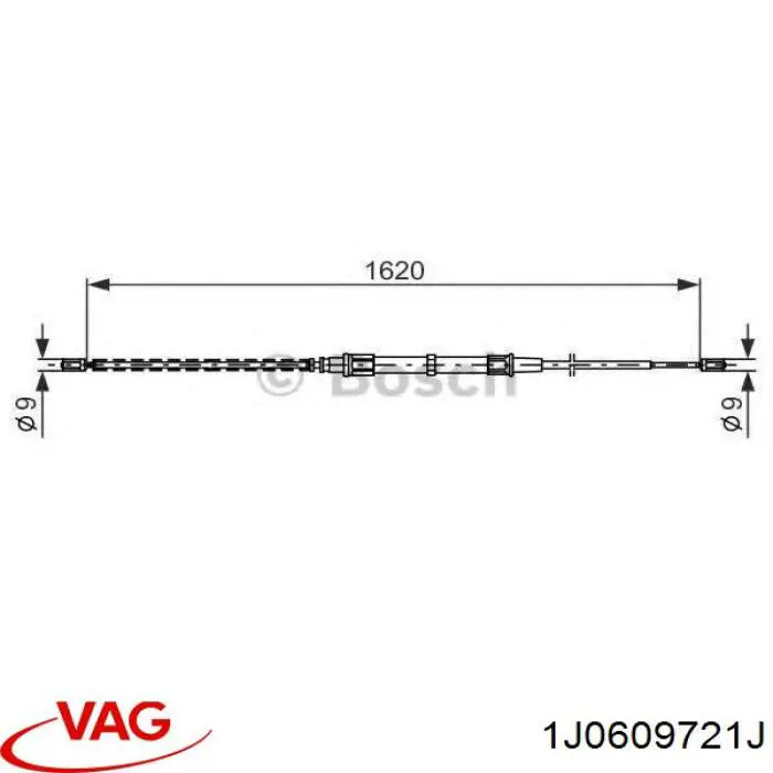 Cable de freno de mano trasero derecho/izquierdo VAG 1J0609721J