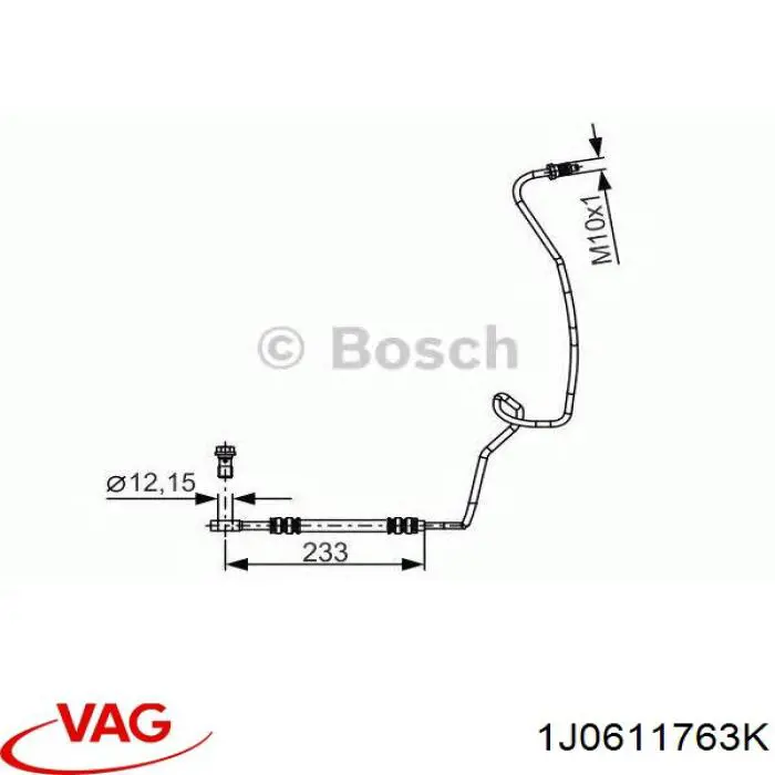 Latiguillo de freno trasero izquierdo 1J0611763K VAG