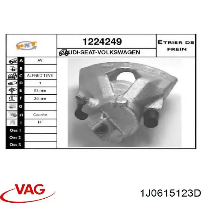 Comprar 1J0615123D VAG Pinza de freno delantera izquierda