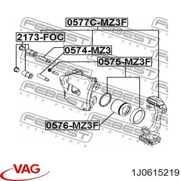Guía de la pinza de freno delantera 1J0615219 VAG