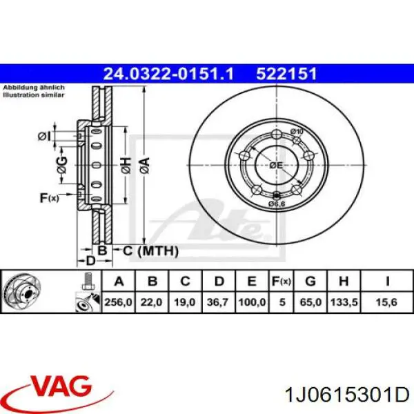 1J0615301D VAG Discos