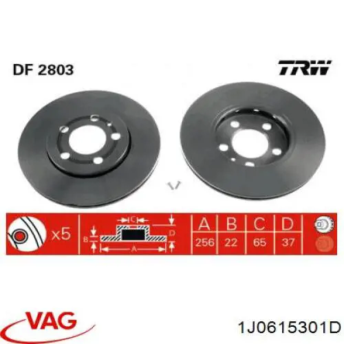 Frenos delanteros VAG 1J0615301D precio, desde 28,16 EUR