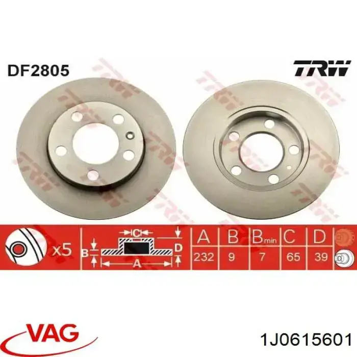 Disco de freno trasero VAG 1J0615601 precio, desde 17,14 EUR