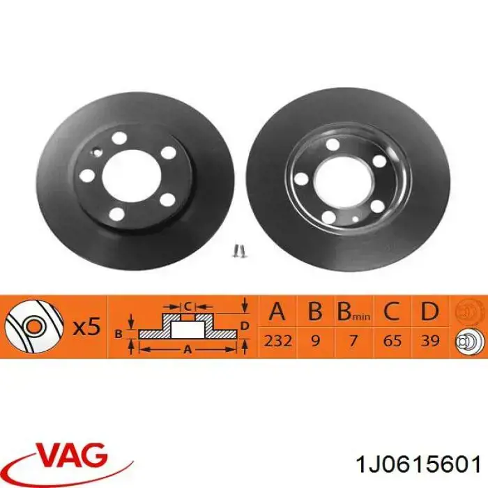 Disco de freno trasero 1J0615601 VAG