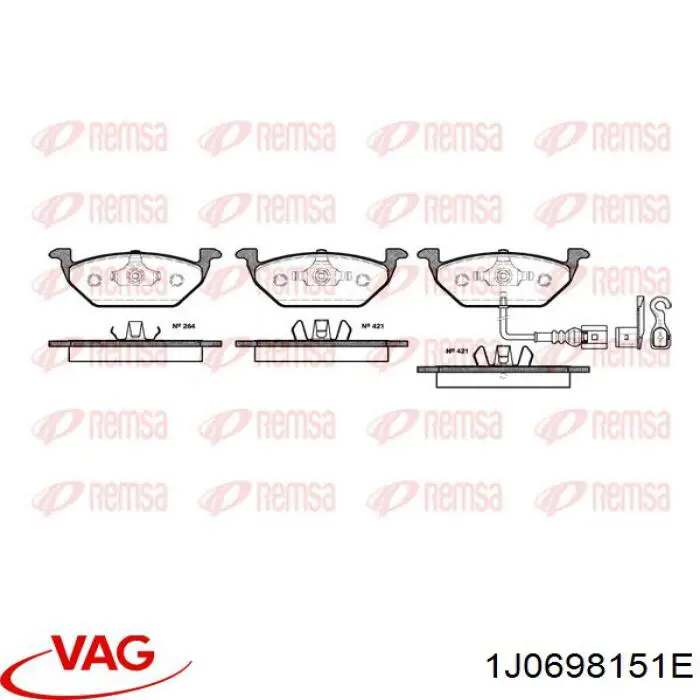 Pastillas de freno 1J0698151E VAG