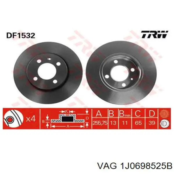 Zapatas de freno 1J0698525B VAG
