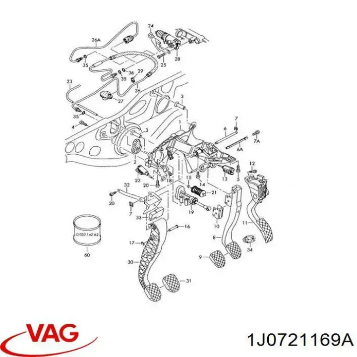 Comprar 1J0721169A VAG Clip de pedal de cable de embrague