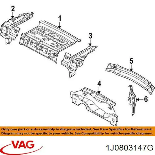 1J0803147G VAG Tabique del compartimiento del motor