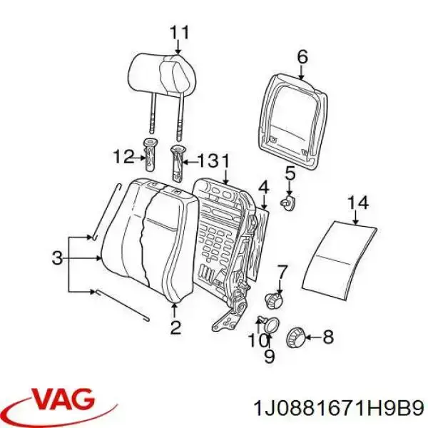 Perilla de ajuste del respaldo del asiento VAG 1J0881671H9B9 precio, desde 6,71 EUR