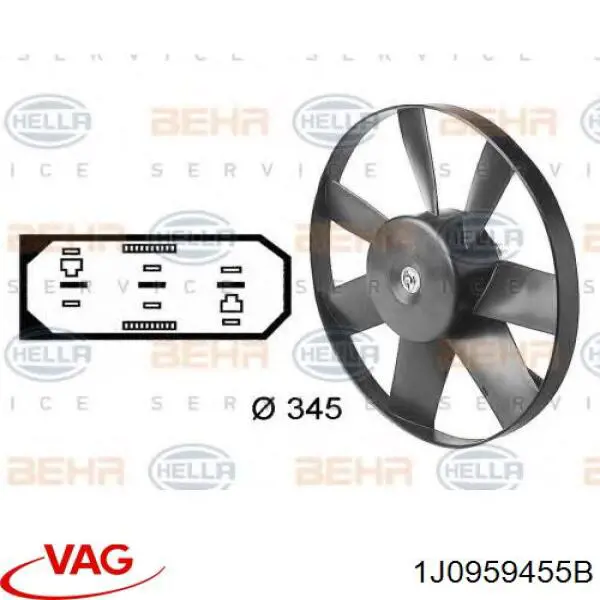 Ventilador del motor 1J0959455B VAG