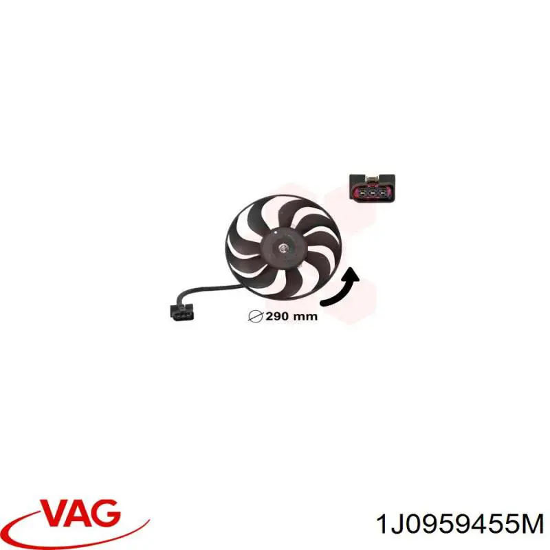Ventilador de refrigeración completo derecho (motor y hélice) 1J0959455M VAG