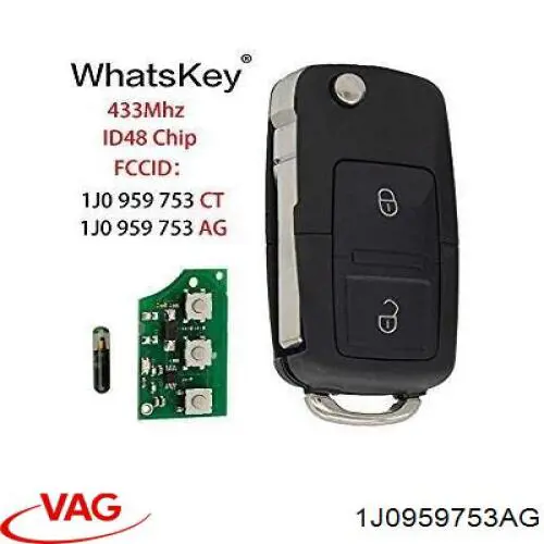 Llavero control de alarma 1J0959753AG VAG