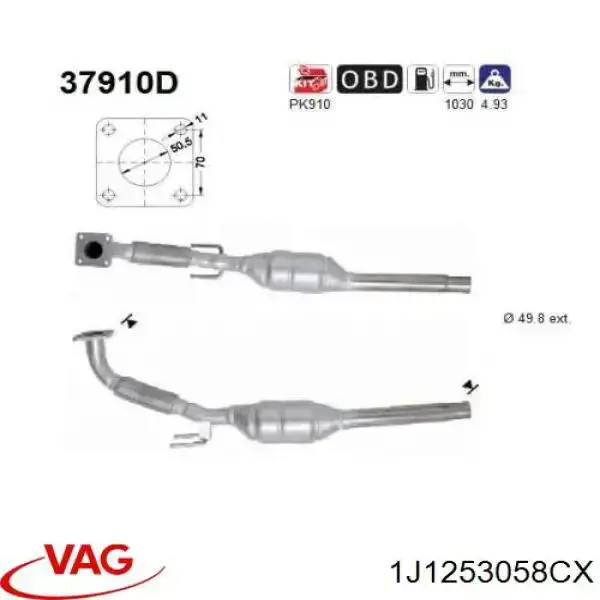 Comprar 1J1253058CX VAG Silenciador delantero