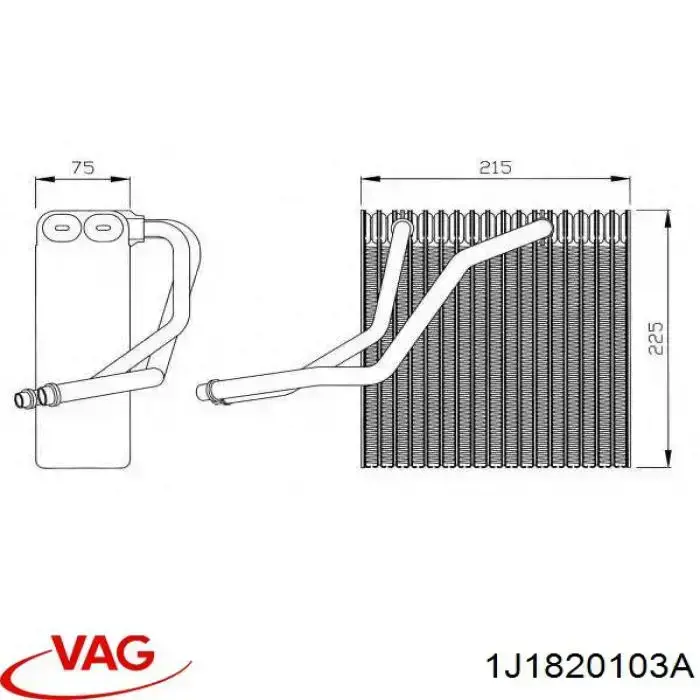 Evaporador de aire acondicionado 1J1820103A VAG