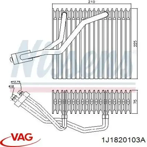 1J1820103A VAG Evaporador, aire acondicionado