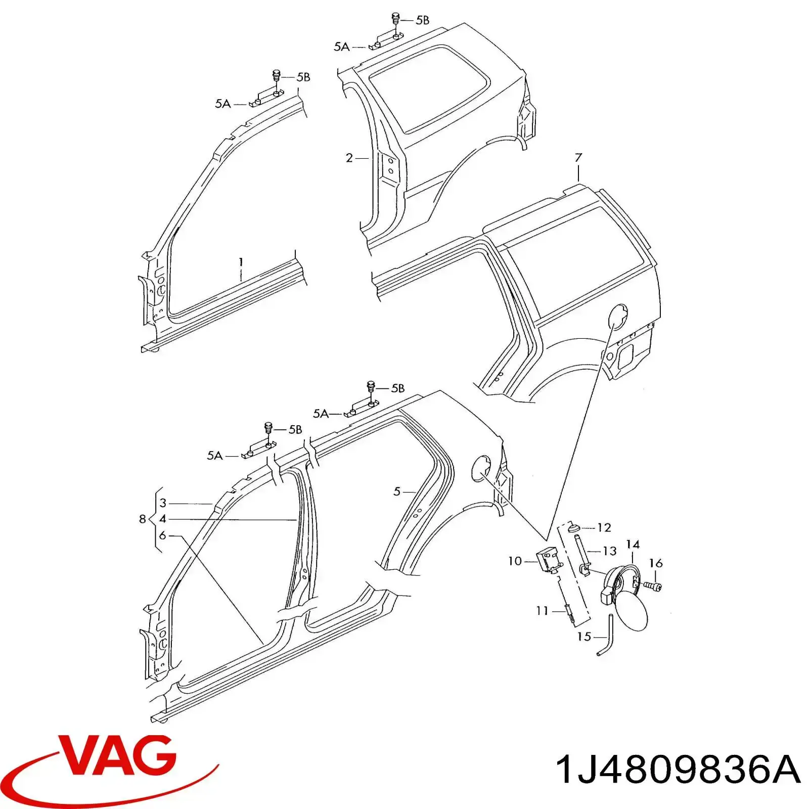 1J4809836A VAG Marco de puerta delantera derecha