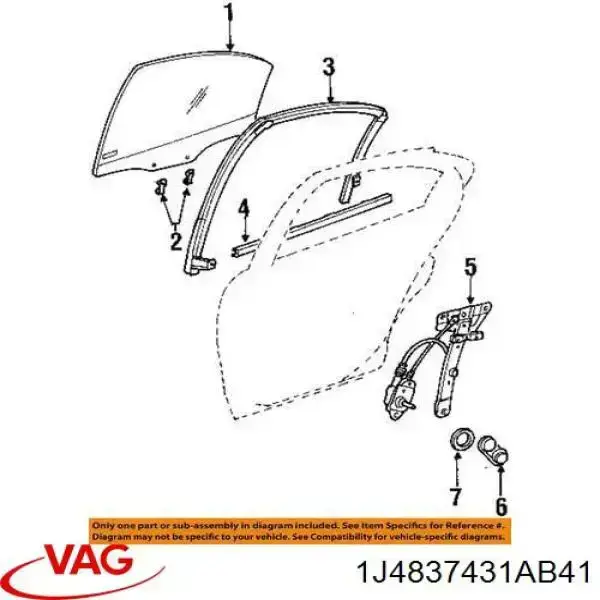 Guía de cristal del marco de la puerta delantera izquierda VAG 1J4837431AB41 precio, desde  EUR