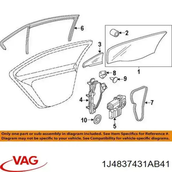 Comprar 1J4837431AB41 VAG Guía de cristal del marco de la puerta delantera izquierda