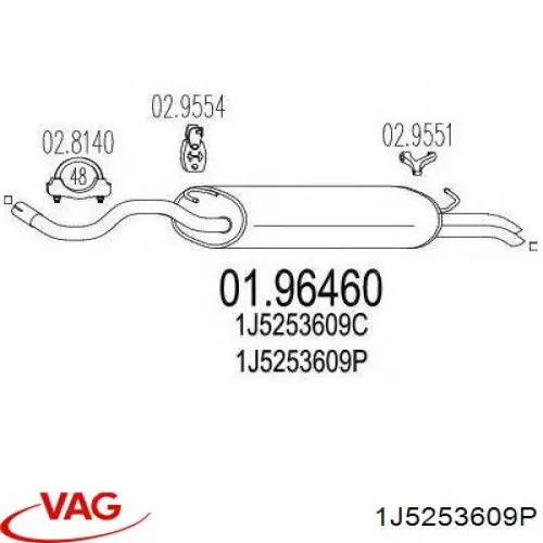 1J5253609AC VAG silenciador posterior