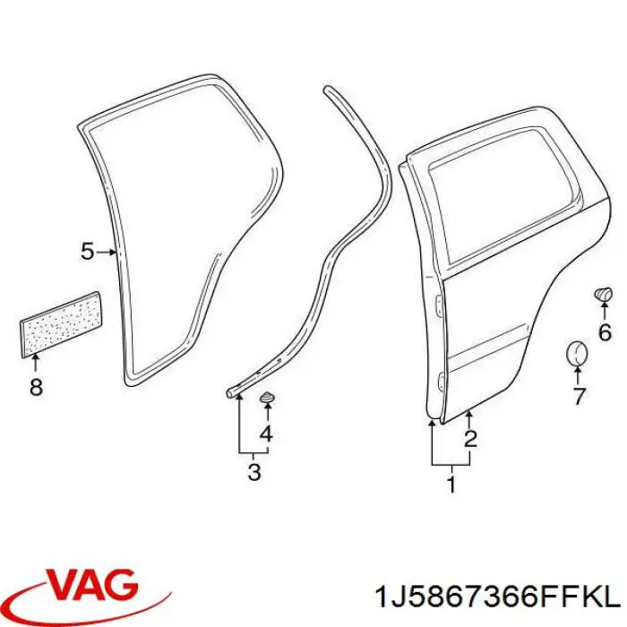 Comprar 1J5867366FFKL VAG Junta de puerta delantera derecha (en la carrocería)