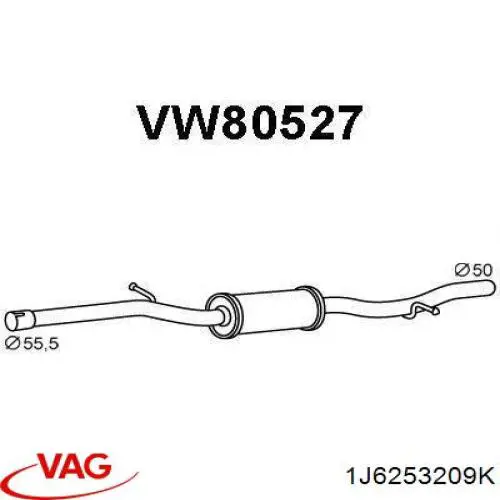Comprar 1J6253209K VAG Silenciador central
