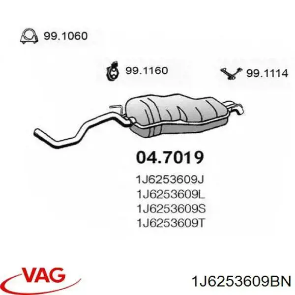 Comprar 1J6253609BN VAG Silenciador trasero
