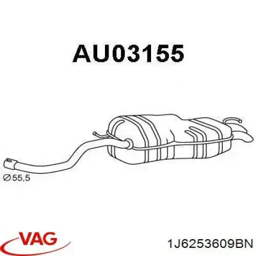 1J6253609CQ VAG Silenciador trasero
