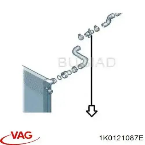 1K0121087E VAG Brida del sistema de refrigeración (triple unión)