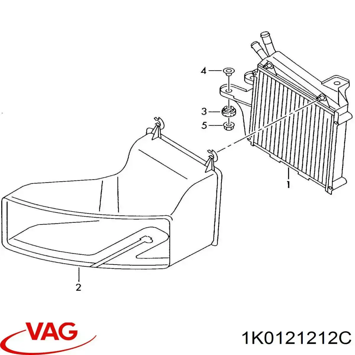 1K0121212C VAG radiador, refrigeración del motor adicional