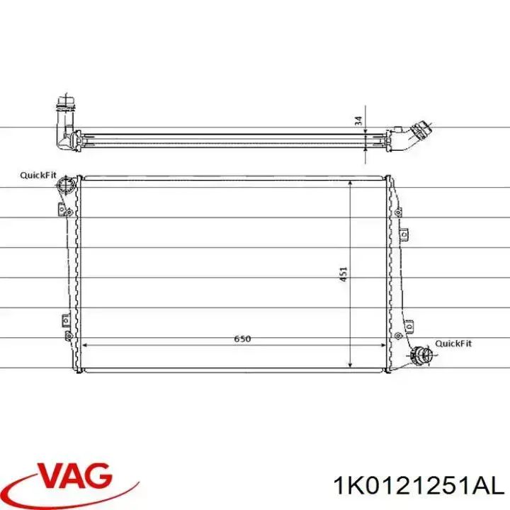 Radiador 1K0121251AL VAG